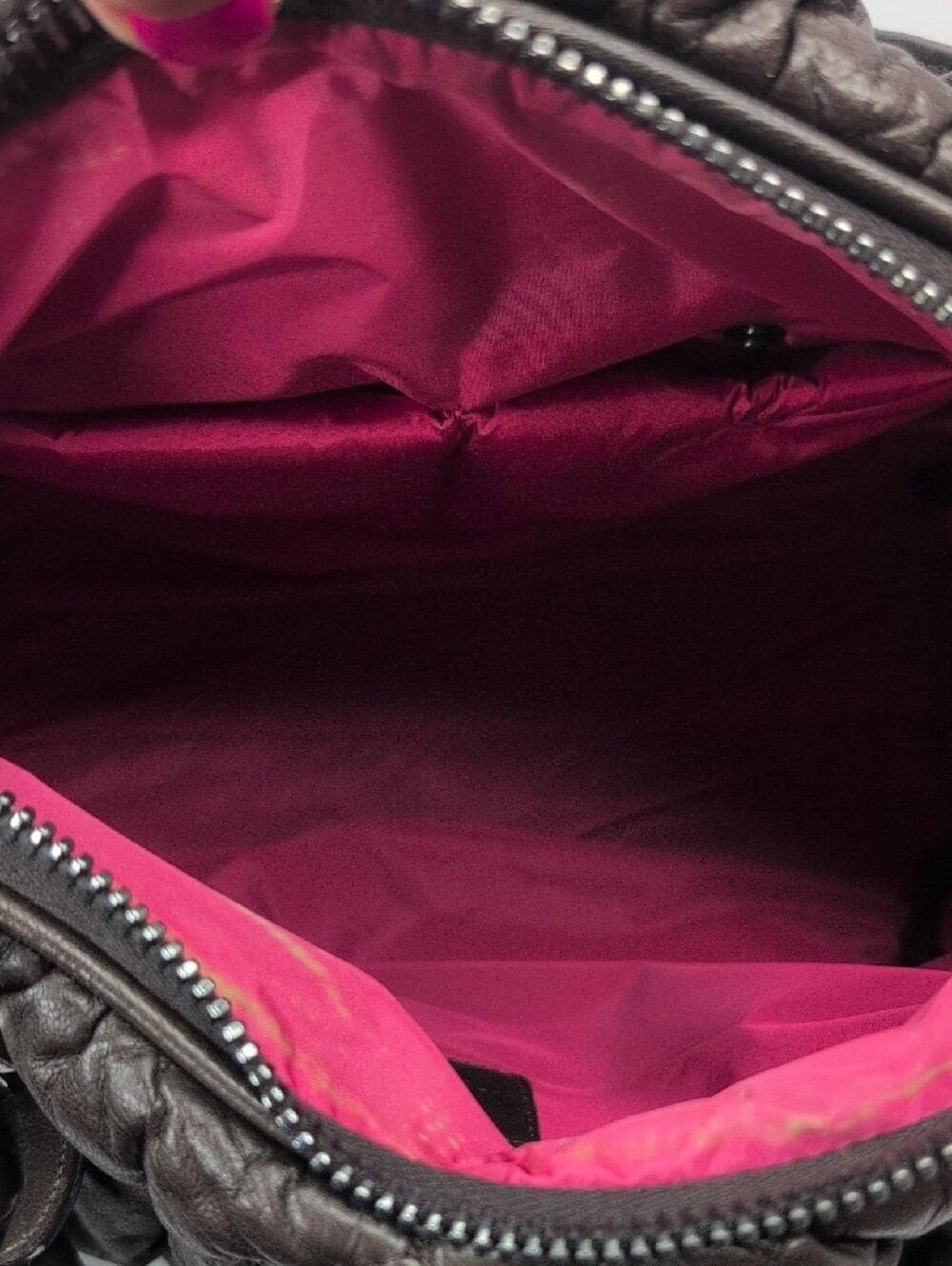 Moncler Brown Quiled Leather Top-Handle Bag - Picture 9 of 15